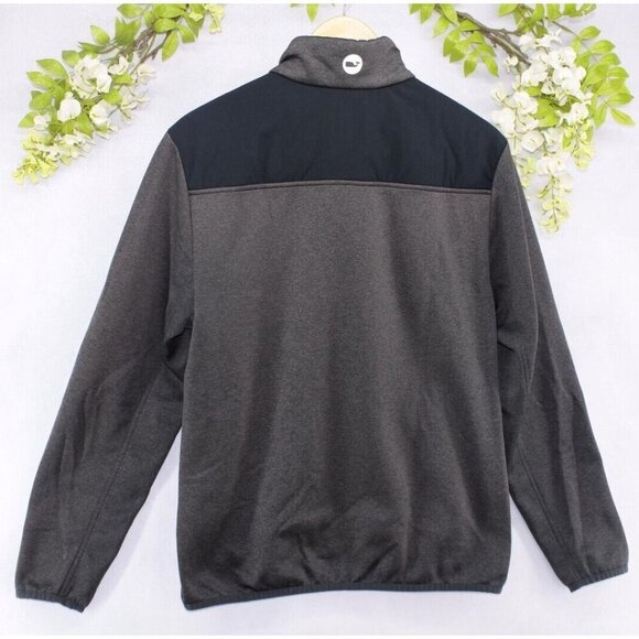 Vineyard Vines Men's 1/4 Zip Performance Embroidered Logo Black/Gray Sz S - Picture 2 of 7